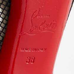 Pre Owned Christian Louboutin Black Mesh and Leather Fetilo Platform Pumps Size 38