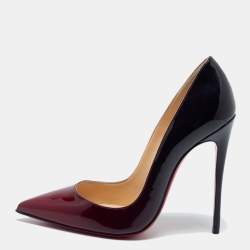 Pre Owned Christian Louboutin Two Tone Patent Leather Kate Pumps Size 35.5