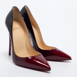 Pre Owned Christian Louboutin Two Tone Patent Leather Kate Pumps Size 35.5