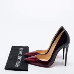 Pre Owned Christian Louboutin Two Tone Patent Leather Kate Pumps Size 35.5