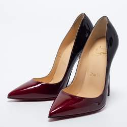 Pre Owned Christian Louboutin Two Tone Patent Leather Kate Pumps Size 35.5