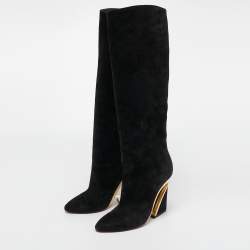 مملوكة مسبقًا Christian Louboutin Black Suede Knee Length Boots Size 38