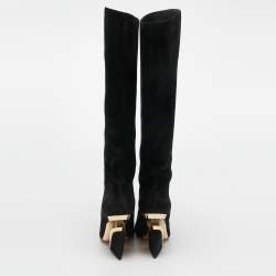 مملوكة مسبقًا Christian Louboutin Black Suede Knee Length Boots Size 38