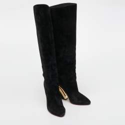مملوكة مسبقًا Christian Louboutin Black Suede Knee Length Boots Size 38