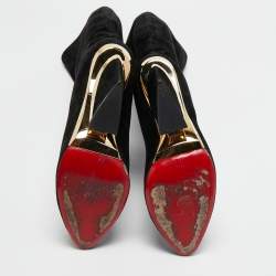 مملوكة مسبقًا Christian Louboutin Black Suede Knee Length Boots Size 38