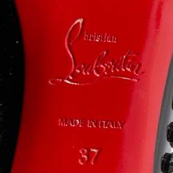 Pre Owned  Christian Louboutin Black Patent Leather Pigalle Spikes Pumps Size 37