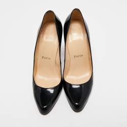 Pre Owned Christian Louboutin Black Patent Leather Ron Ron Pumps Size 38