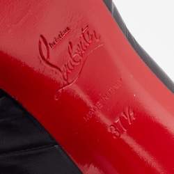 Pre Owned Christian Louboutin Black Leather Jenny Knot Peep Toe Platform Pumps Size 37.5