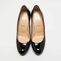 مملوكة مسبقًا Christian Louboutin Black Patent Leather New Simple Platform Pumps Size 38.5