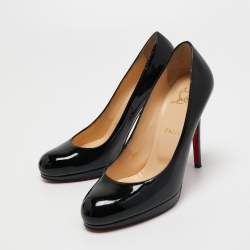 مملوكة مسبقًا Christian Louboutin Black Patent Leather New Simple Platform Pumps Size 38.5