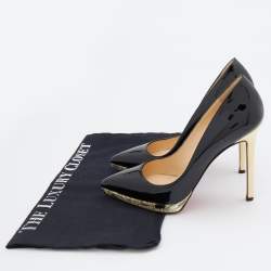 Pre Owned Christian Louboutin Black Patent Leather Pointed Toe Pumps Size 36