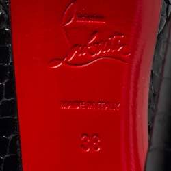 Pre Owned Christian Louboutin Black Python Leather Lady Peep Toe Platform Pumps Size 38