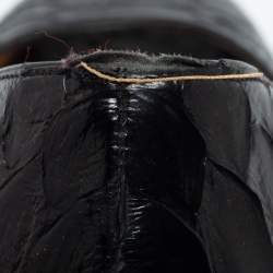 Pre Owned Christian Louboutin Black Python Leather Lady Peep Toe Platform Pumps Size 38