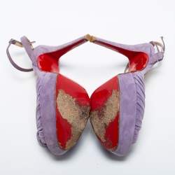 Pre Owned Christian Louboutin Lilac Knotted Suede Greissimo Pumps Size 37.5