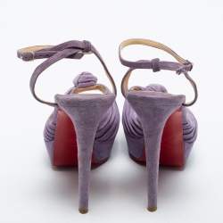 Pre Owned Christian Louboutin Lilac Knotted Suede Greissimo Pumps Size 37.5