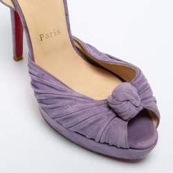 Pre Owned Christian Louboutin Lilac Knotted Suede Greissimo Pumps Size 37.5