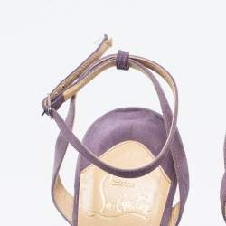 Pre Owned Christian Louboutin Lilac Knotted Suede Greissimo Pumps Size 37.5
