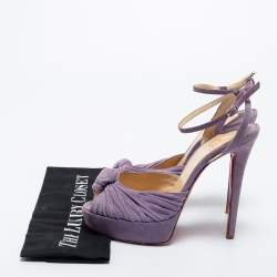 Pre Owned Christian Louboutin Lilac Knotted Suede Greissimo Pumps Size 37.5