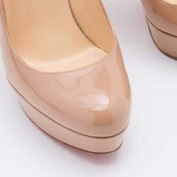 Pre Owned Christian Louboutin Beige Patent Leather Bianca Platform Pumps Size 37.5