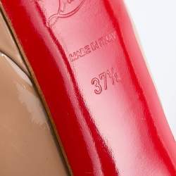 Pre Owned Christian Louboutin Beige Patent Leather Bianca Platform Pumps Size 37.5