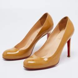 Pre Owned Christian Louboutin Mustard Patent Leather Simple Pumps Size 36.5