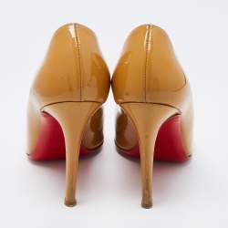 Pre Owned Christian Louboutin Mustard Patent Leather Simple Pumps Size 36.5