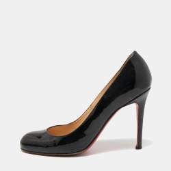 Pre Owned Christian Louboutin Black Patent Leather Simple Platform Pumps Size 38