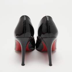 Pre Owned Christian Louboutin Black Patent Leather Simple Platform Pumps Size 38
