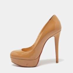 Christian Louboutin - Authenticated Heel - Patent Leather Beige Plain for Women, Very Good Condition