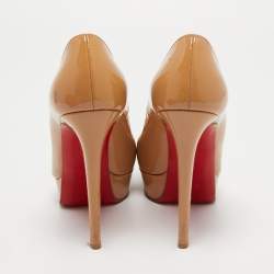 Christian Louboutin Beige Patent Leather Bianca Platform Pumps Size 38