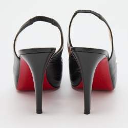 Pre Owned Christian Louboutin Black Leather No Prive Slingback Pumps Size 38.5