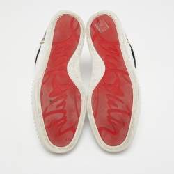 Pre Owned Christian Louboutin Tricolor Leather and Stone Print Patent Spikes High Top Sneakers Size 40