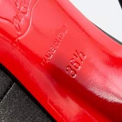 Pre Owned Christian Louboutin Black Satin and Fabric Angelique Bow Peep Toe Pumps Size 36.5