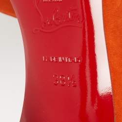 Pre Owned Christian Louboutin Orange Suede Iriza Pumps Size 38.5
