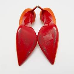 Pre Owned Christian Louboutin Orange Suede Iriza Pumps Size 38.5