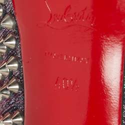 Pre Owned Christian Louboutin Two Tone Lurex Fabric Lady Peep Spikes Pumps Size 40.5