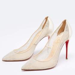 Christian Louboutin Beige Mesh and Satin Pumps Size 39 Christian