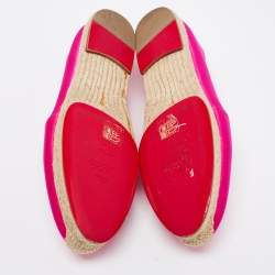 Pre Owned Christian Louboutin Pink Satin Espachica Espadrilles Flats Size 39