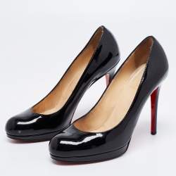 Pre Owned Christian Louboutin Black Patent Leather Bianca Pumps Size 37.5