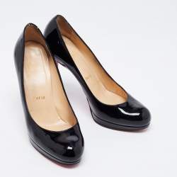 Pre Owned Christian Louboutin Black Patent Leather Bianca Pumps Size 37.5