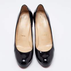 Pre Owned Christian Louboutin Black Patent Leather Bianca Pumps Size 37.5