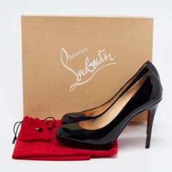 Pre Owned Christian Louboutin Black Patent Leather Bianca Pumps Size 37.5