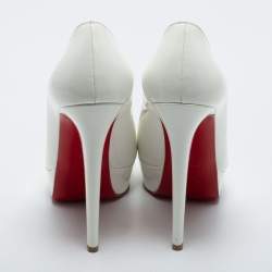 Pre Owned Christian Louboutin White Patent Leather Bianca Pumps Size 39.5