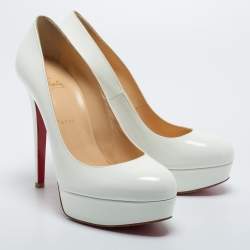 Pre Owned Christian Louboutin White Patent Leather Bianca Pumps Size 39.5