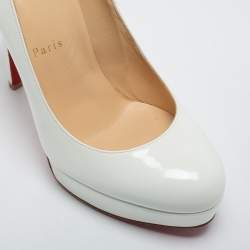 Pre Owned Christian Louboutin White Patent Leather Bianca Pumps Size 39.5