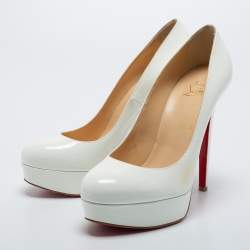Pre Owned Christian Louboutin White Patent Leather Bianca Pumps Size 39.5