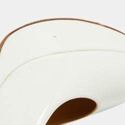 Pre Owned Christian Louboutin White Patent Leather Bianca Pumps Size 39.5