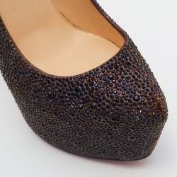 مملوكة مسبقًا Christian Louboutin Plum Crystal Embellished Leather Daffodile Pumps Size 38.5