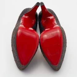 مملوكة مسبقًا Christian Louboutin Plum Crystal Embellished Leather Daffodile Pumps Size 38.5