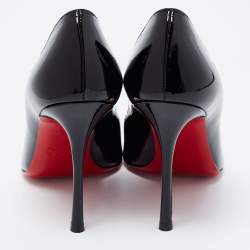 Pre Owned Christian Louboutin Black Patent Leather Chick Up Peep Toe Pumps Size 36